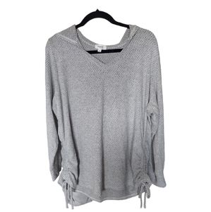 Soleille Woman's Soft Gray Heatherd Hooded Top with Cinch Up Sides